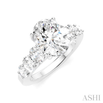 1 1/4 Ctw Oval Shape Oval and Round Cut Diamond Semi-Mount Engagement Ring in 14K White Gold
